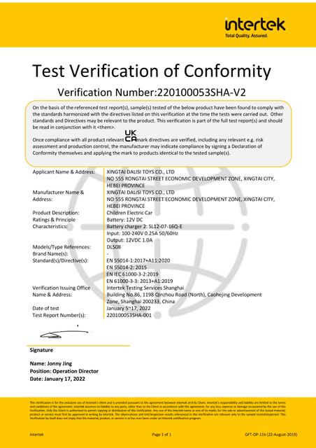 DLS-08 UKCA Certificate