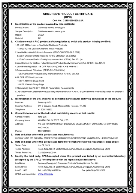 DLS-01 CPC Certificate